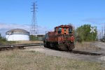 The 114 Job shoves out on to the CN trackage deep in the industrial area of East Chicago